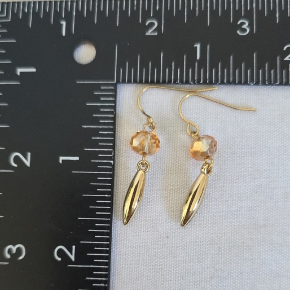 Gold Chain Necklace with AB Purple Faceted Glass Bead Bib and Earrings Set - Picture 3 of 10